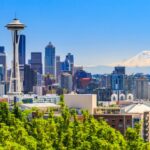 Beautiful scene of Seattle's skyline with Moun Rainier in the background